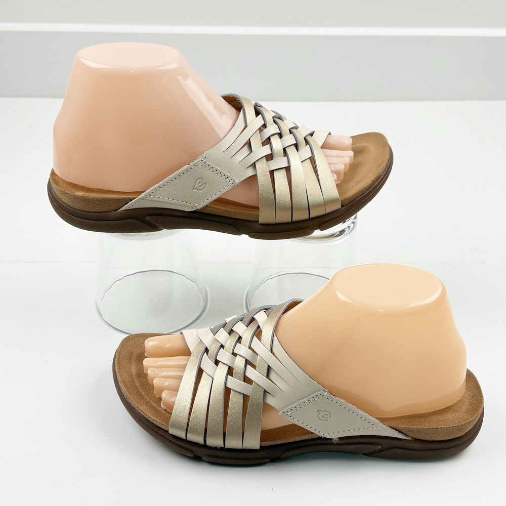 Easy Spirit Meadow Slide Sandal Shoe Women US 8 EU 38.5 Metallic Leather Slip On